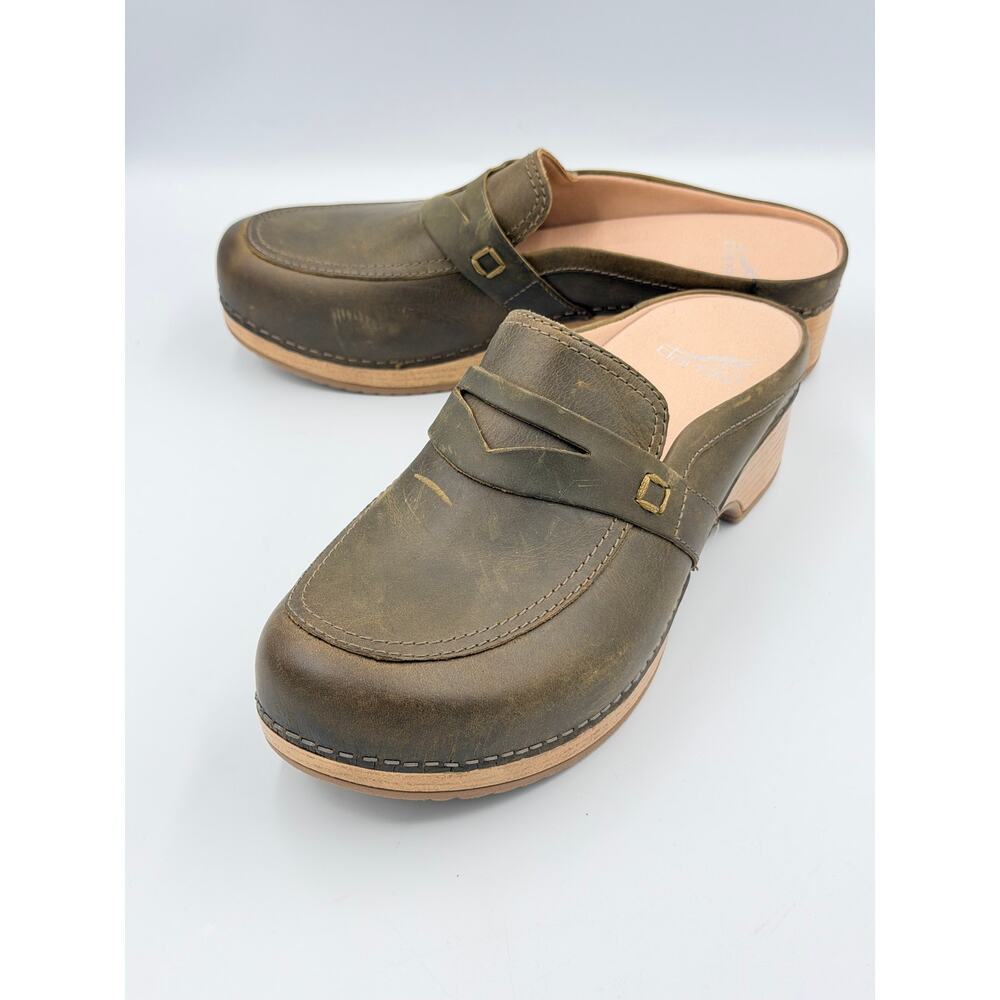 DANSKO Women's Bel Green Oiled Casual Clog Mule Loafer Size 39/9